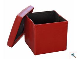 Σκαμπό Πτυσσόμενο με Αποθηκευτικό Χώρο 35x35x35cm απο Κόκκινο Faux Δέρμα, Muhler 102904