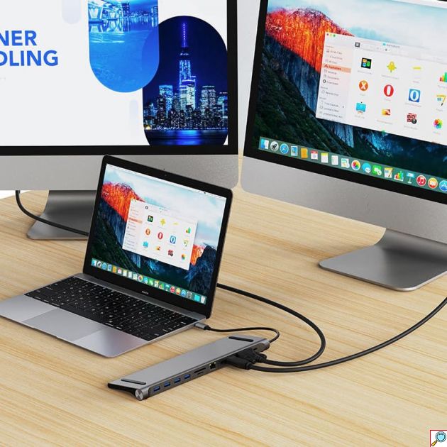 11 σε 1 Docking Station - Βάση Λάπτοπ Type-C με 4 Θύρες USB, 1 Type-C, HDMI, VGA, Card Reader, Ethernet & Audio Jack 3,5 mm - Andowl