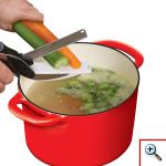 Έξυπνο Ψαλίδι 2σε1 με Μαχαίρι, Βάση Κοπής & Ανοξέιδωτες Λεπίδες για Λαχανικά & Κρέας