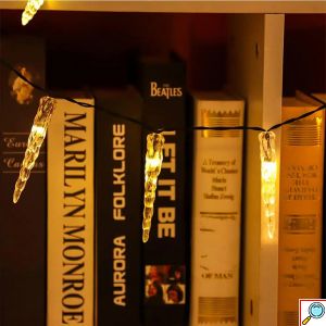 Εντυπωσιακά Χριστουγεννιάτικα Λαμπάκια Ρεύματος - Κρύσταλλοι 50 LED Θερμού Λευκού Φωτισμού