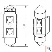LED Αυτοκινήτου Σωληνωτό Festoon 31mm 2x SMD 5050 CAN BUS - 2 τεμάχια 