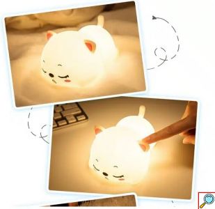 LED Επαναφορτιζόμενο Παιδικό Φωτιστικό 5V USB με Σχέδιο Γατούλα σε Θερμό και Πολύχρωμο Φωτισμό 