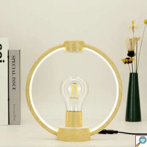 Μαγνητικό Περιστρεφόμενο Επιτραπέζιο Φωτιστικό - Αιωρούμενη Λάμπα με Εφέ Καφέ Ξύλου Home Theory Light Wood Grain