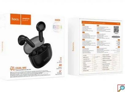 Bluetooth Handsfree In-Ear Ακουστικά με Θήκη Φόρτισης και Noise Cancellation Hoco σε Μάυρο Χρώμα