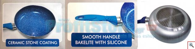 Κεραμικά Τηγάνια με Αντικολλητική Επίστρωση ECOSTONE & Γυάλινα Καπάκια - Σετ των 5 τμχ.