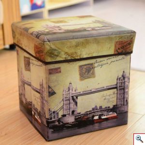 Σκαμπό Πτυσσόμενο με Αποθηκευτικό Χώρο 30x30x30cm με θέμα London Bridge