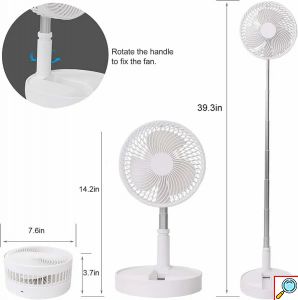 Επαναφορτιζόμενο USB Επιτραπέζιο Ανεμιστηράκι Αναδιπλούμενο με Επαναφορτιζόμενη Μπαταρία και Δυνατότητα Περιστροφής