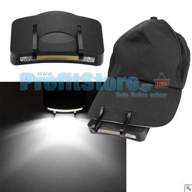 Φακός COB LED 200Lm με Κλίπ για Καπέλο
