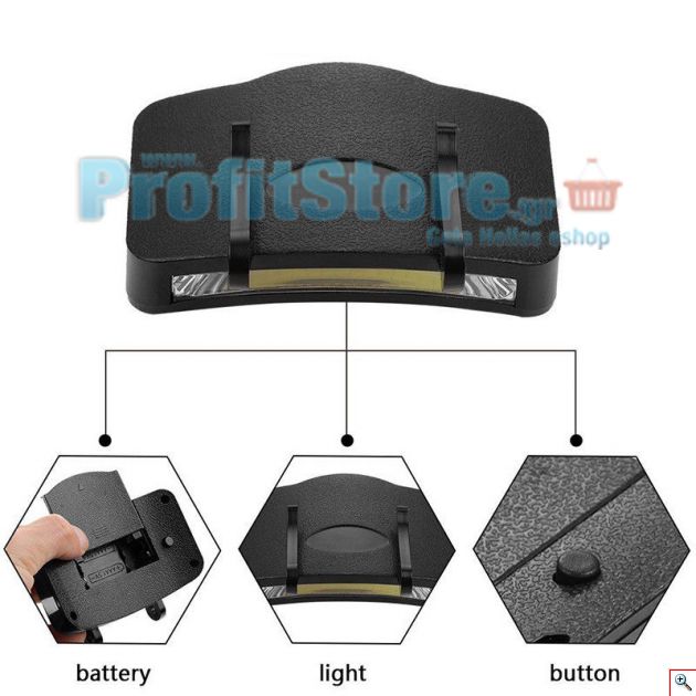 Φακός COB LED 200Lm με Κλίπ για Καπέλο