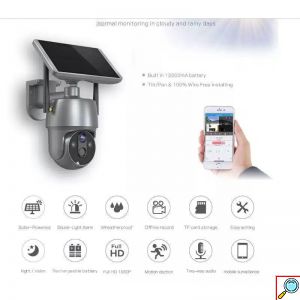 IP Κάμερα Παρακολούθησης Wi-Fi 1080p Full HD Αδιάβροχη Μπαταρίας με Αμφίδρομη Επικοινωνία, Νυχτερινή Λήψη και Εφαρμογή σε Ασημί Χρώμα Andowl