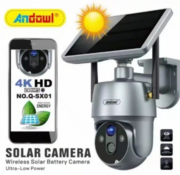IP Κάμερα Παρακολούθησης Wi-Fi 1080p Full HD Αδιάβροχη Μπαταρίας με Αμφίδρομη Επικοινωνία, Νυχτερινή Λήψη και Εφαρμογή σε Ασημί Χρώμα Andowl