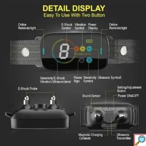 Ηλεκτρικό Κολάρο Σκύλου Υπερήχων με Έγχρωμη Αντιχαρακτική Οθόνη κατά του Γαβγίσματος