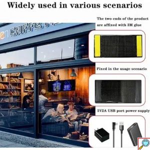 LED Εύκαμπτη Οθόνη-Πάνελ Bluetooth Προσαρμοσμένο Κείμενο/Κινούμενη Εικόνα μέσω App για Αυτοκίνητο 10×37 cm