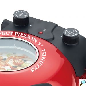 Μηχανή Παρασκευής Σπιτικής Πίτσας με Ρυθμιζόμενο Θερμοστάτη έως 400°C και Χρονοδιακόπτη 1200W Hoomei Κόκκινο