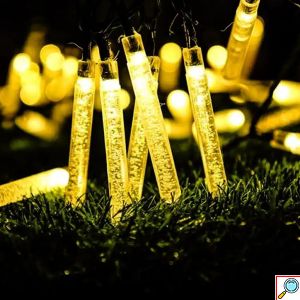 Εντυπωσιακά Χριστουγεννιάτικα Λαμπάκια Ρεύματος - Κρύσταλλοι 50 LED Θερμού Λευκού Φωτισμού 