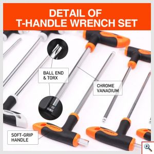 16τμχ Σετ Βαλιτσάκι Κλειδιών HEX & TORX με Λαβή σε Θήκη HORUSDY SDY-94302