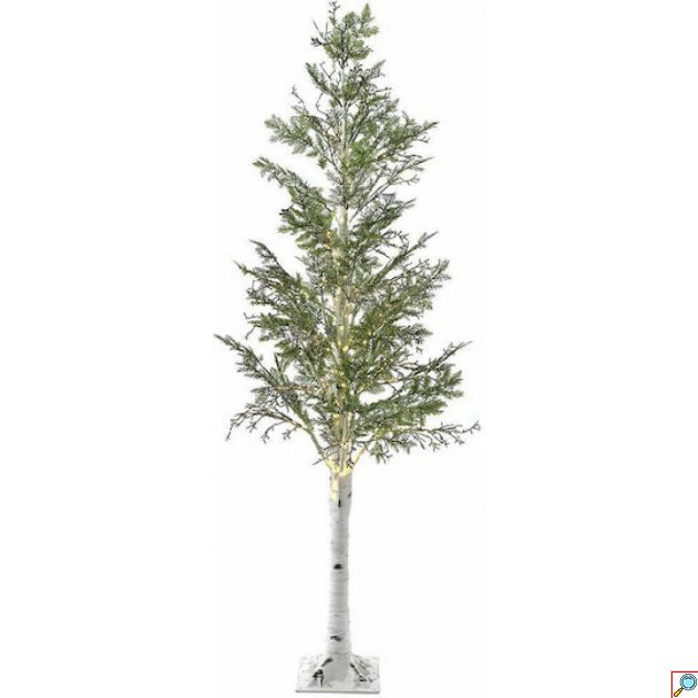 180cm Χριστουγεννιάτικο Δέντρο με 144 LED Θερμού Λευκού Φωτισμού & Λευκό Κορμό