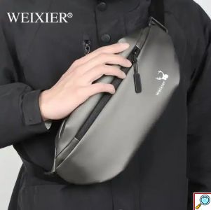 Αδιάβροχο Τσαντάκι Ώμου – Χιαστί σε Γκρι Χρώμα Unisex 25x14x6cm WEIXER