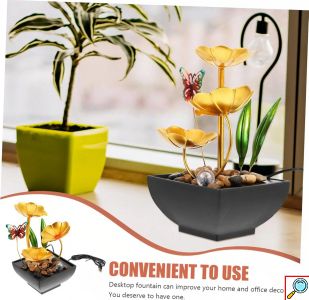 Διακοσμητικό Συντριβάνι Feng Shui Εσωτερικού και Εξωτερικού Χώρου 220V με Φωτισμό LED και Χρυσά Φύλλα 