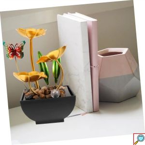 Διακοσμητικό Συντριβάνι Feng Shui Εσωτερικού και Εξωτερικού Χώρου 220V με Φωτισμό LED και Χρυσά Φύλλα 