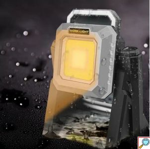 Επαναφορτιζόμενος Αδιάβροχος Τηλεσκοπικός Προβολέας Εργασίας με Περιστροφή 360° και Ρυθμιζόμενο Φως 128LED σε Θερμό και Ψυχρό Λευκό Φωτισμό 