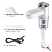 2 σε 1 Φορητό USB Επαναφορτιζόμενο Μίνι Ηλεκτρικό Σκουπάκι Αναρρόφησης Υγρών/Στερεών 120W με LED Φωτισμό PS-108395 Λευκό