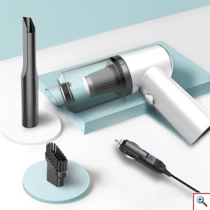 2 σε 1 Φορητό USB Επαναφορτιζόμενο Μίνι Ηλεκτρικό Σκουπάκι Αναρρόφησης Υγρών/Στερεών 120W με LED Φωτισμό PS-108395 Λευκό