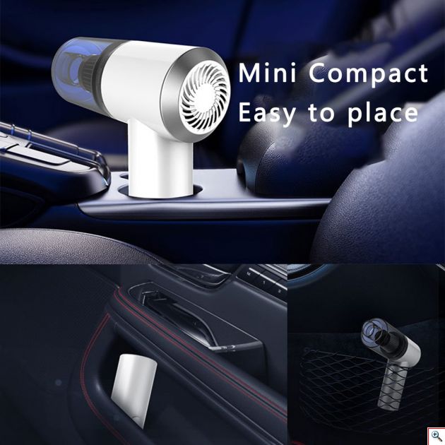 2 σε 1 Φορητό USB Επαναφορτιζόμενο Μίνι Ηλεκτρικό Σκουπάκι Αναρρόφησης Υγρών/Στερεών 120W με LED Φωτισμό PS-108395 Λευκό