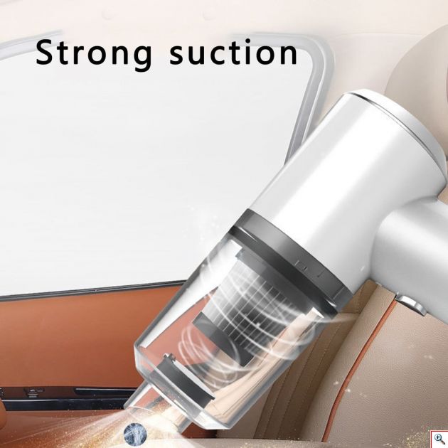 2 σε 1 Φορητό USB Επαναφορτιζόμενο Μίνι Ηλεκτρικό Σκουπάκι Αναρρόφησης Υγρών/Στερεών 120W με LED Φωτισμό PS-108395 Λευκό