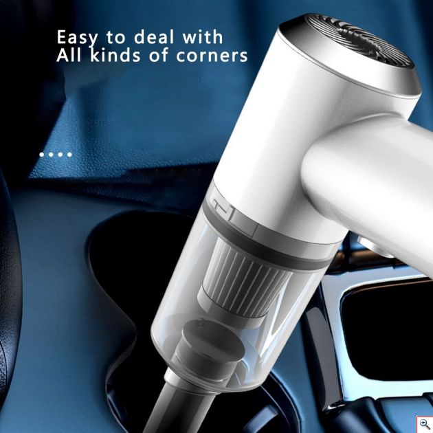 2 σε 1 Φορητό USB Επαναφορτιζόμενο Μίνι Ηλεκτρικό Σκουπάκι Αναρρόφησης Υγρών/Στερεών 120W με LED Φωτισμό PS-108395 Λευκό