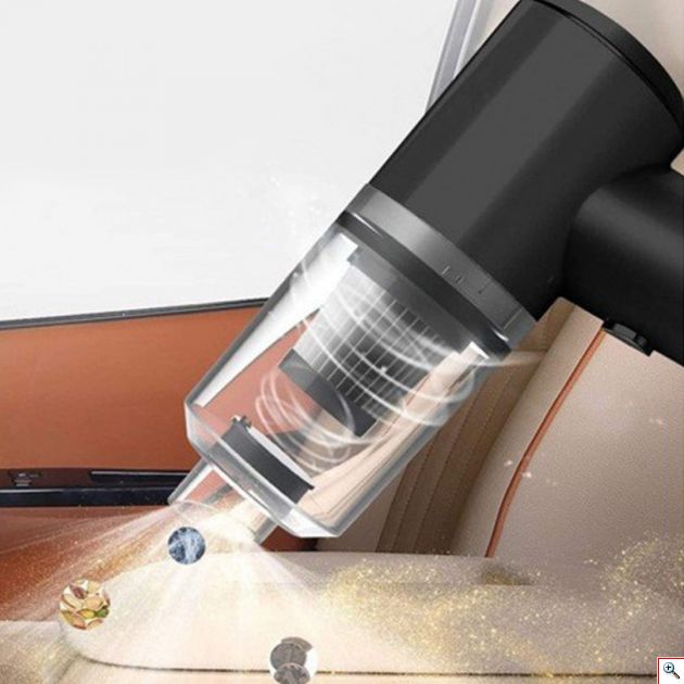 2 σε 1 Φορητό USB Επαναφορτιζόμενο Μίνι Ηλεκτρικό Σκουπάκι Αναρρόφησης Υγρών/Στερεών 120W με LED Φωτισμό PS-108395 Μαύρο