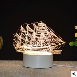Διακοσμητικό Τρισδιάστατο LED USB Φωτιστικό Boat - 3D Desk Lamp