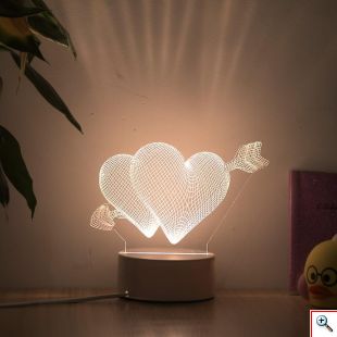 Διακοσμητικό Τρισδιάστατο LED USB Φωτιστικό Hearts - 3D Desk Lamp