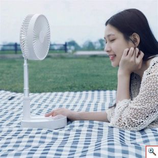 Τηλεσκοπικός USB Επαναφορτιζόμενος Ανεμιστήρας Μεταβλητού Ύψους - Folding Mini Fan Λευκό