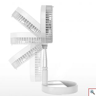 Τηλεσκοπικός USB Επαναφορτιζόμενος Ανεμιστήρας Μεταβλητού Ύψους - Folding Mini Fan Λευκό