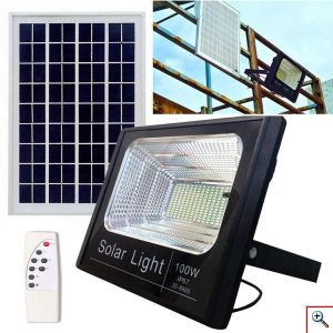 Αδιάβροχος Ηλιακός Προβολέας 100W με Φωτοβολταϊκό Πάνελ, Τηλεκοντρόλ & Χρονοδιακόπτη FO-88100