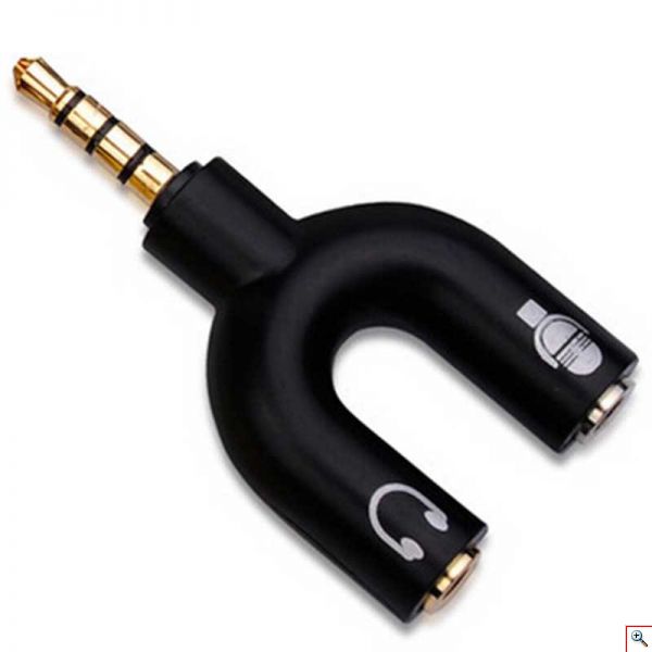 Αντάπτορας 3.5mm Stereo Splitter Audio to Mic & Headset Jack FOYU FO-S035 σε Μαύρο Χρώμα