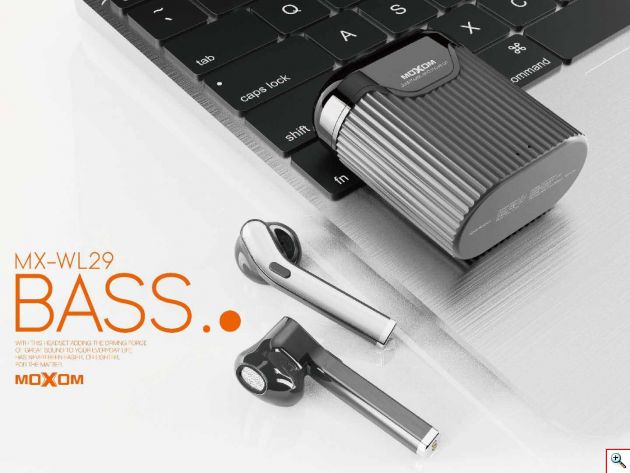 Επαναφορτιζόμενα Ασύρματα Ακουστικά Bluetooth με Θήκη Φόρτισης MOXOM