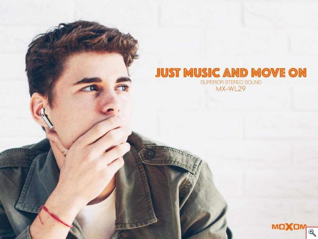 Επαναφορτιζόμενα Ασύρματα Ακουστικά Bluetooth με Θήκη Φόρτισης MOXOM