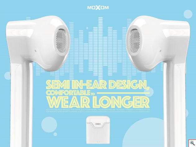 Επαναφορτιζόμενα Ασύρματα Ακουστικά Bluetooth με Θήκη Φόρτισης MOXOM