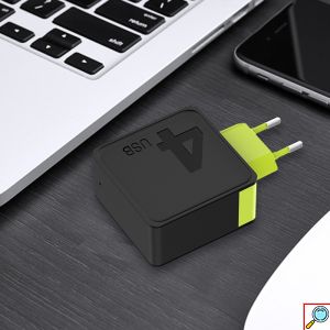 Τετραπλός Φορτιστής Πρίζας 100-240V με 4x USB Θύρες 4.0A Γρήγορης Φόρτισης - Αντάπτορας Τοίχου AWEI