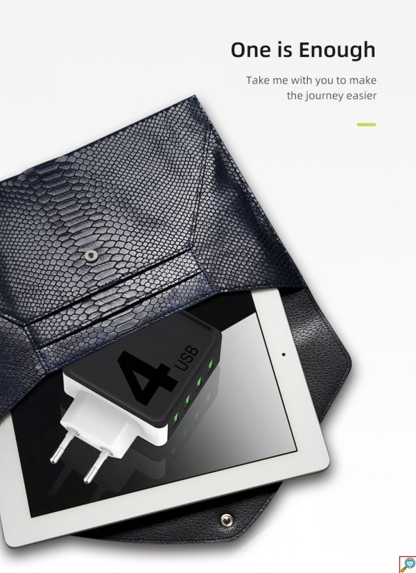 Τετραπλός Φορτιστής Πρίζας 100-240V με 4x USB Θύρες 4.0A Γρήγορης Φόρτισης - Αντάπτορας Τοίχου AWEI