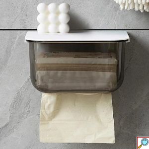 Θήκη για Χαρτομάντηλα με Αυτοκόλλητη Βάση - Επιτοίχια Διάφανη Χαρτοθήκη 18.5x9.9x12.8cm Πλαστική