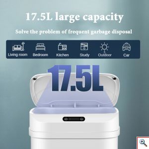 Αυτόματος Κάδος Απορριμμάτων 8 - 17,5Lt που Διπλώνει με Υπέρυθρο Αισθητήρα Κίνησης & Αυτόματο Καπάκι Ανέπαφος Λευκό - Μπλε