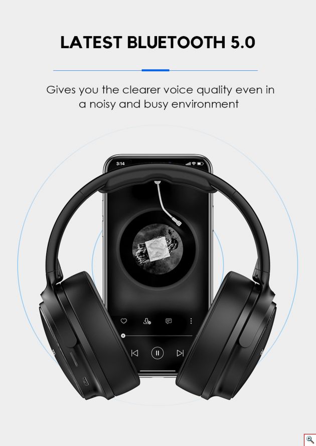 Πτυσσόμενα Ακουστικά Bluetooth Stereo με Αποσπώμενο Καλώδιο & AUX Μαύρα