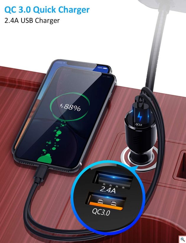 Ασύρματος Πομπός Bluetooth με Μεγάλη Οθόνη, USB, SD, AUX, MP3 Player, Φορτιστής 2x USB Fast Charge & Βολτόμετρο Αυτοκινήτου - Car FM Transmitter