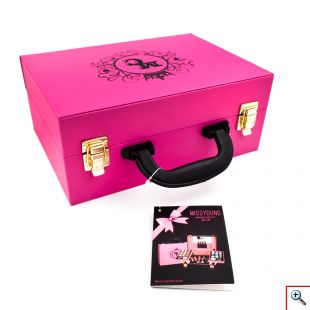 Διάφανο Βαλιτσάκι Μακιγιάζ με 47τμχ - Miss Young Make up Set GM20184 - Ροζ