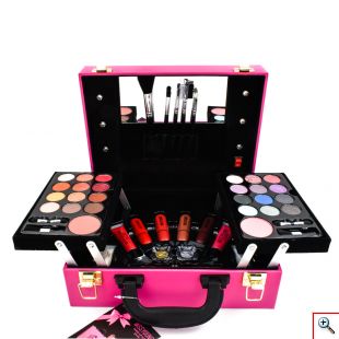 Διάφανο Βαλιτσάκι Μακιγιάζ με 47τμχ - Miss Young Make up Set GM20184 - Ροζ