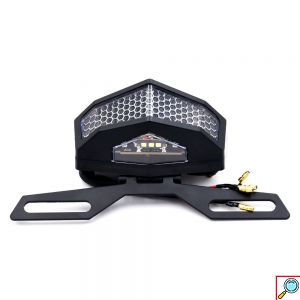 Οπίσθιο Φανάρι Μοτοσυκλέτας LED 12V Στοπ Φλας με Βάση και Φωτισμό Πινακίδας - Μαύρο, Κόκκινο