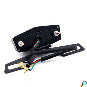 Οπίσθιο Φανάρι Μοτοσυκλέτας LED 12V Στοπ Φλας με Βάση και Φωτισμό Πινακίδας - Μαύρο, Κόκκινο